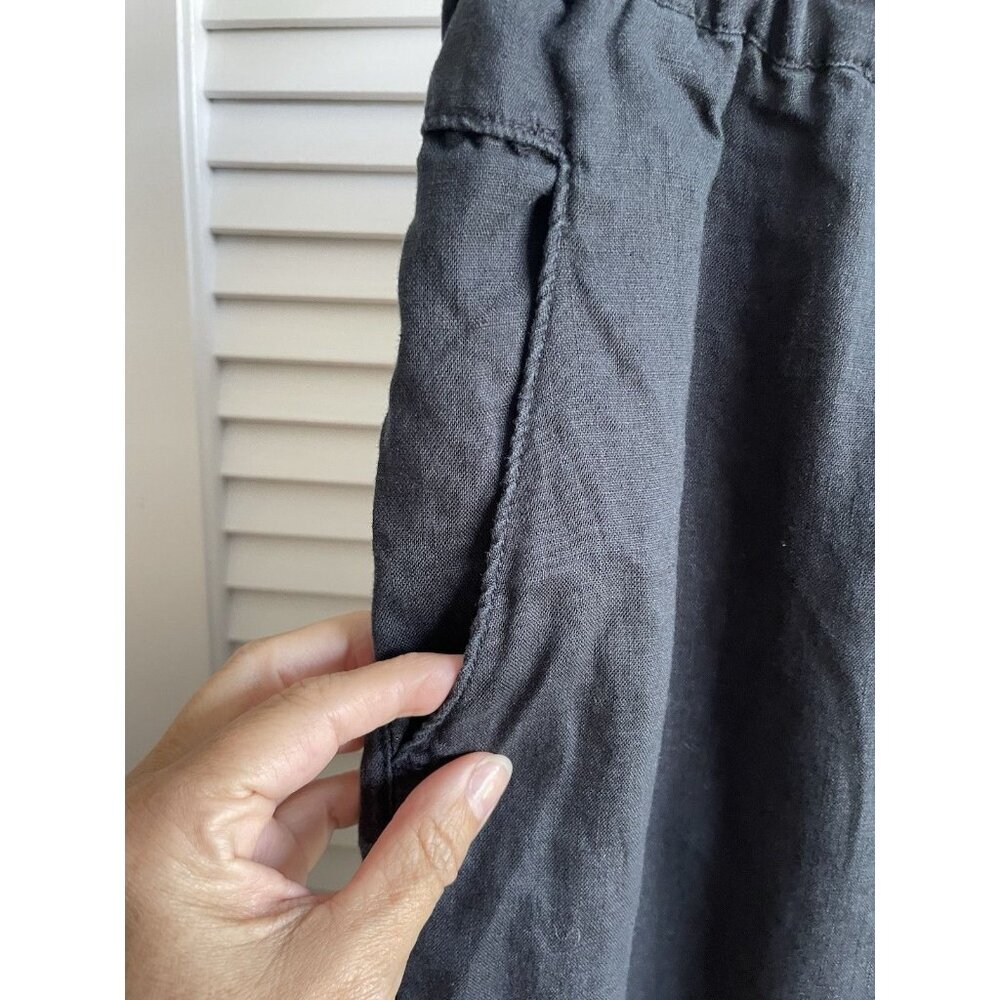 Cynthia Rowley 100% Linen Elastic Waist Loose Fit Wide Cropped Leg Women's L - Picture 2 of 8